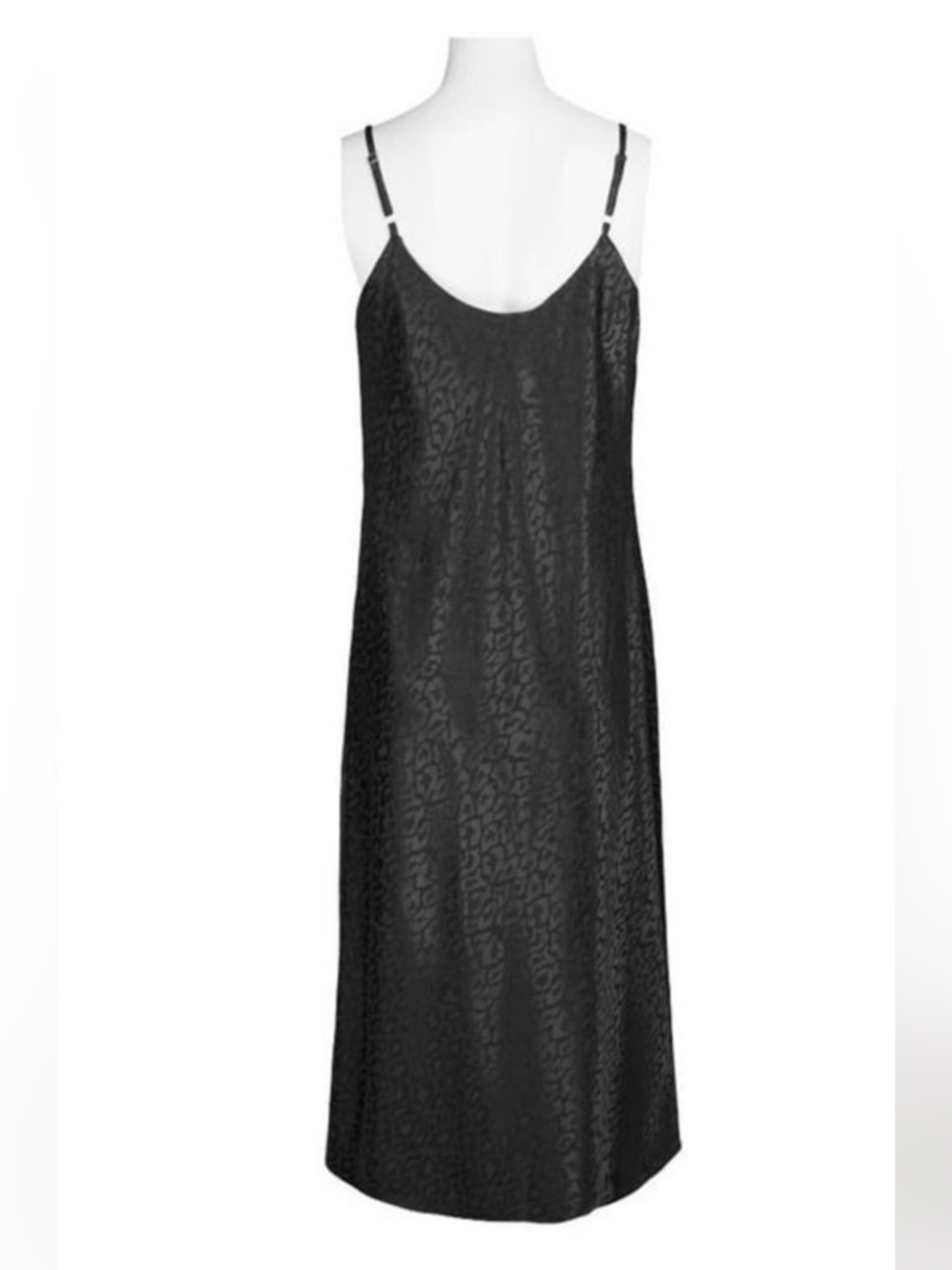 NWT Emma & Michele Satin Black Leopard Print Cowl Neck Slip Dress 1X